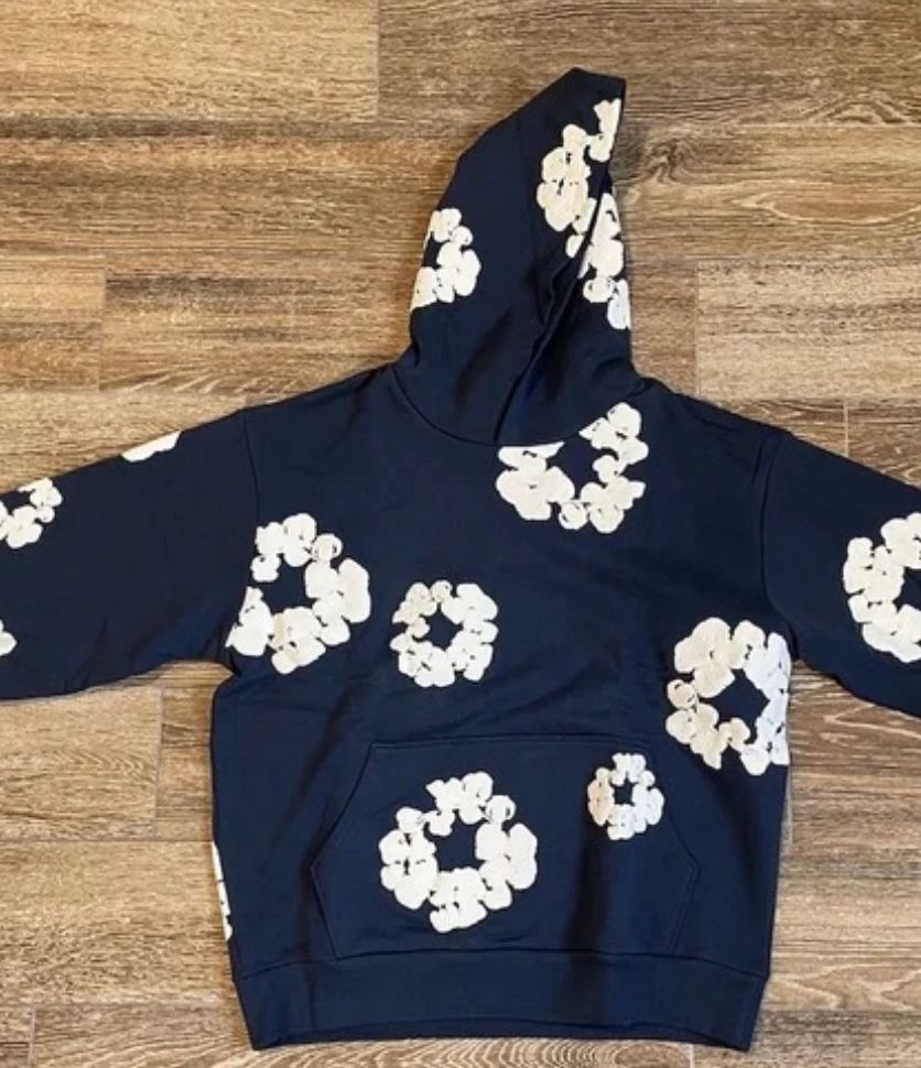 Navy blue denim tear