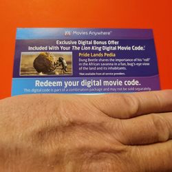 $6 4K DIGITAL MOVIE THE LION KING $6