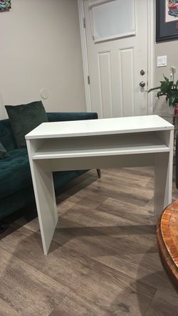 White desk Table with shelf