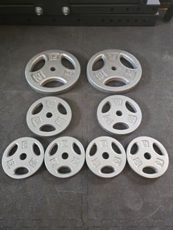 (90lb) 4x 5lb, 2x 10lb, 2x 25lb Standard 1inch Grip Plate Weight Plates-