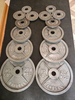 255lb Standard Barbell Olympic Weight Plates Set