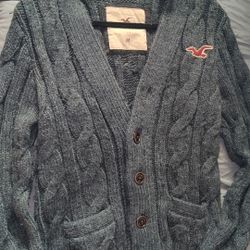 Dark Grey Cable Knitted Hollister Cardigan 