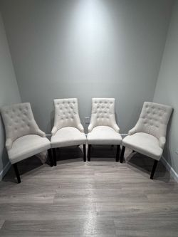 Set of 4 Tufted Upholstered Dining Chairs – 22”W x 38”H