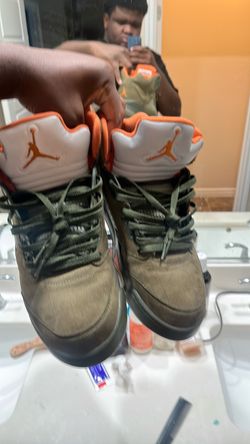 Air Jordan 5 Olive Green Orange Sneakers