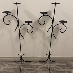 Floor-Standing 3-PILLAR CANDLE HOLDER - firm price EACH as posted, or BOTH for firm bundle price (pls see details).