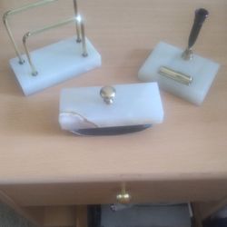 Vintage 3 PC Onyx Desk Set