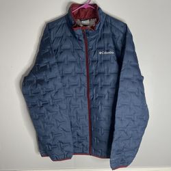 Columbia Delta Ridge Down Jacket Mens XL Blue Red