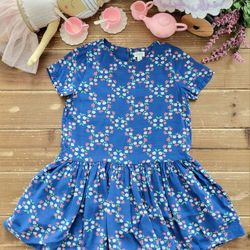5T BLUE MULTICOLOR FLORAL LATTICE PRINT DRESS