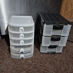 Small Plastic 3 & 5 Drawer Organizers, $5 Each