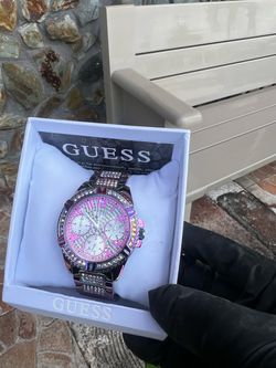 Women's Purple Glitz Stainless Steel Multi-Function Watch