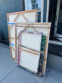 Large canvases to be repainted for fun. Largest is 4 ft x 6ft