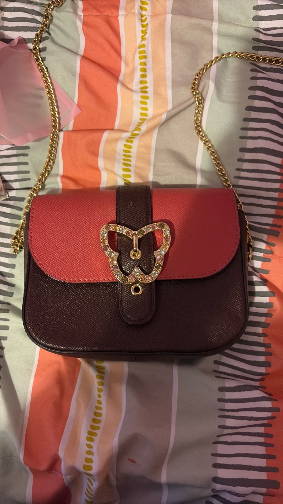 Pink butterfly coach bag