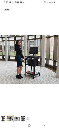 New in box adjustable height A/V cart with pullout keyboard tray