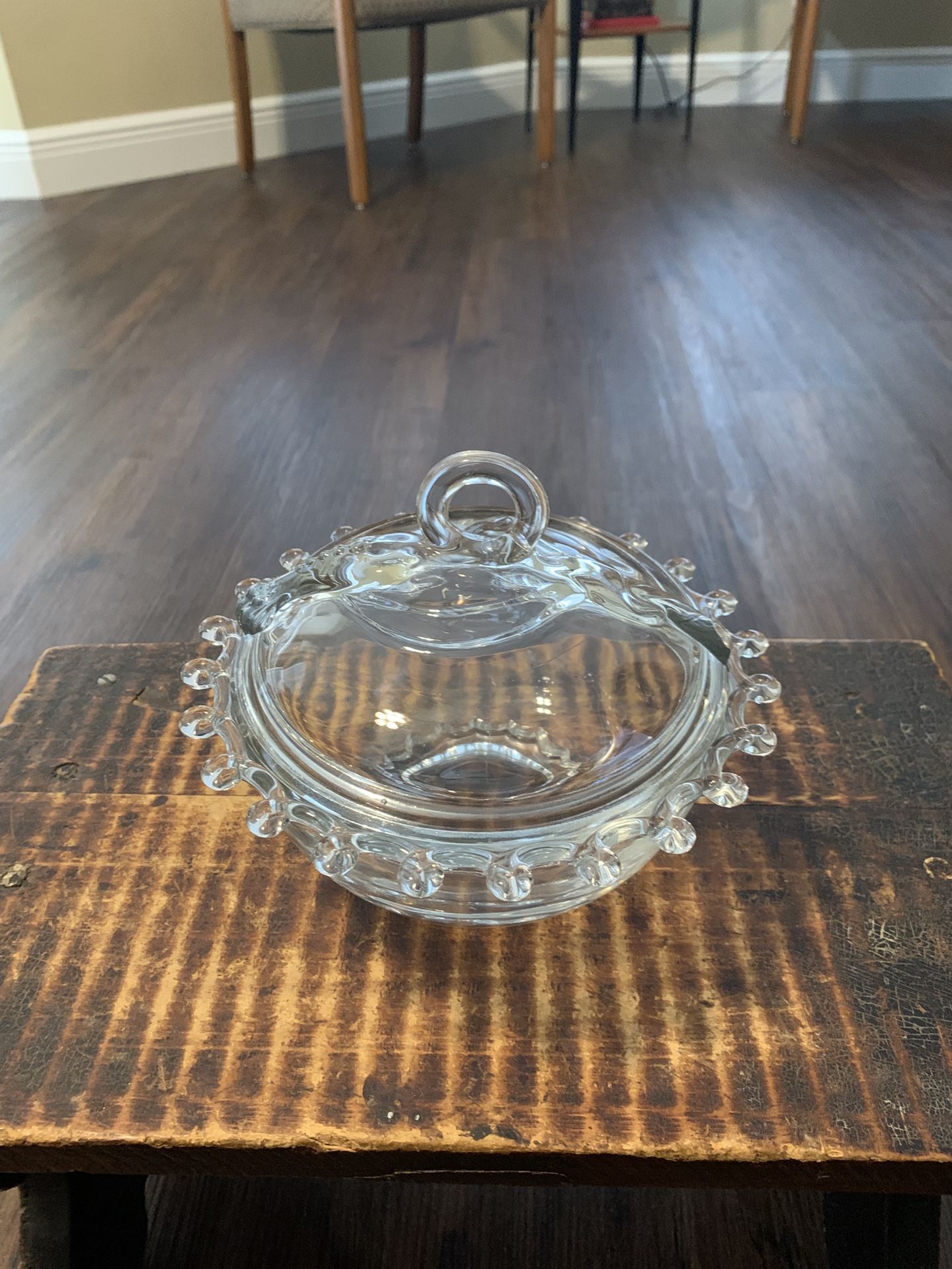 Heisey Lariat Clear Covered Candy Dish, Pattern #1540