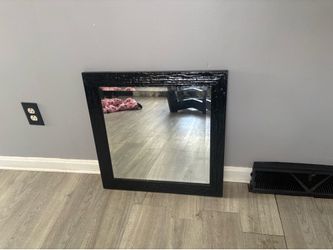 Square Black Textured Frame Wall Mirror