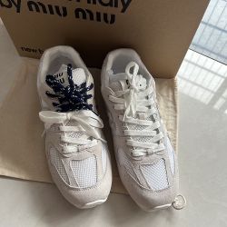 New Balance X Miu Miu 530 Sl Suede And White Mesh Sneakers 