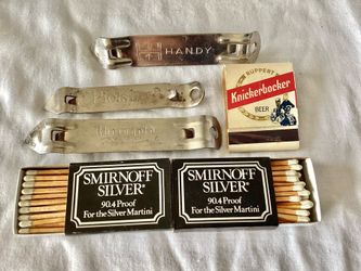 Lot of 1940s-70s Breweriana / Barware Collectibles Rheingold Piels Knockerbocker Can Opener Matchbook Advertising
