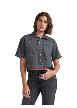 Vans denim button up top