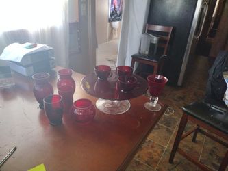 132-year-old Red Glass Antique Dishes