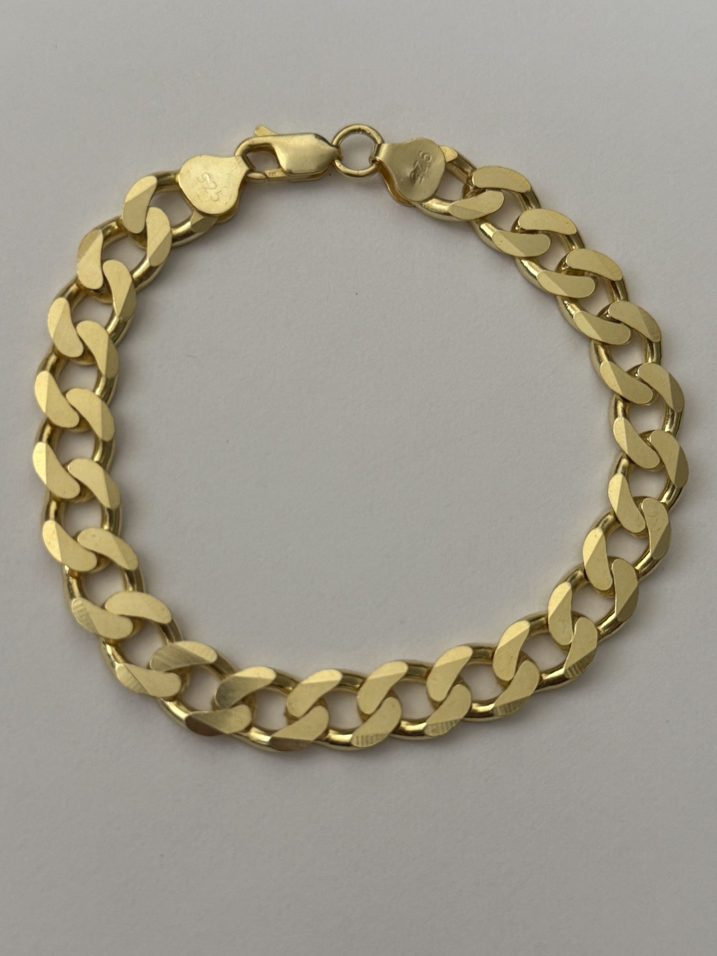 925 Silver 8.5” 9mm bracelet cuban chain 18k yellow gold plated unisex