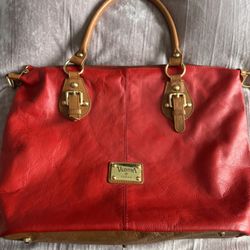 Valentina Italia Red Leather Satchel – Gold Hardware, Made in Italy