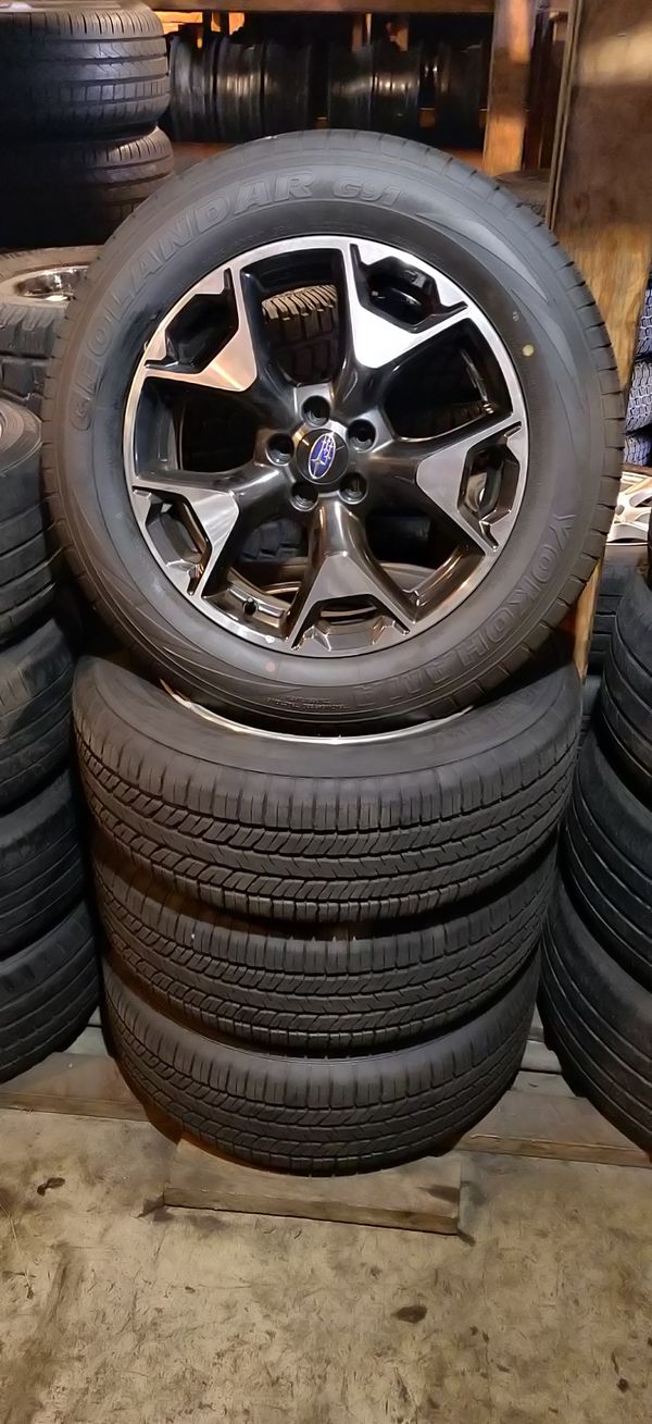 New Subaru Wheels and Tires, 17x7 5100 OEM wheels, 225/60R17 Geolandar