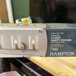 Hampton Bay Champlain 22.375 in. 3-Light Brushed Nickel Modern Bathroom Vanity Light with Clear Glass Shades