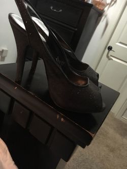 Black glitter heels