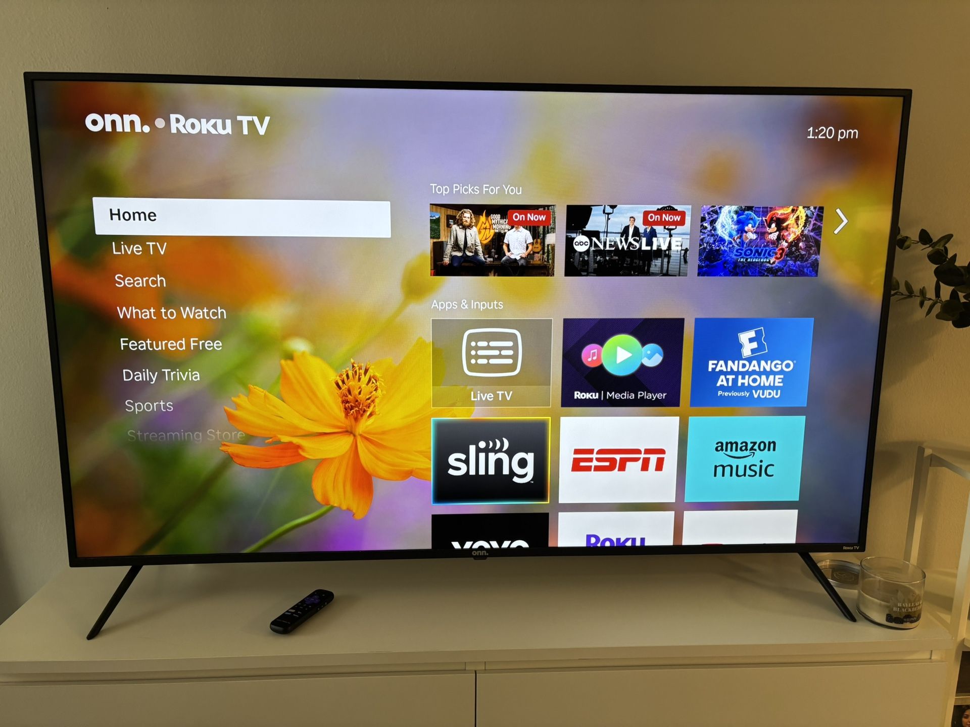 65” Onn excellent condition