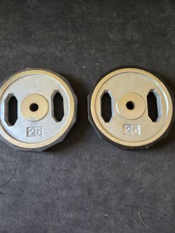 Chrome and Rubber 25lb Standard 1inch Weight Plates