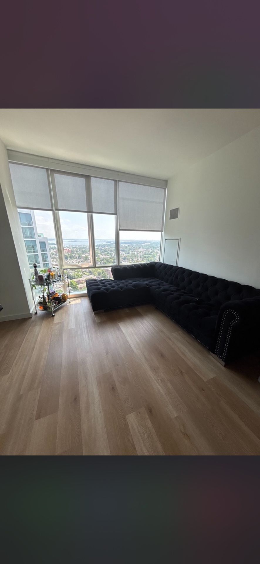 VELVET BLACK COUCH FOR SALE SITS OVER 6 people