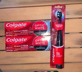 Colgate Optic White Charcoal Toothpaste & Powered Toothbrush Bundle