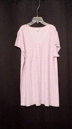 Miss Elaine Pink Blue Floral Short Sleeve Nightshirt XXL