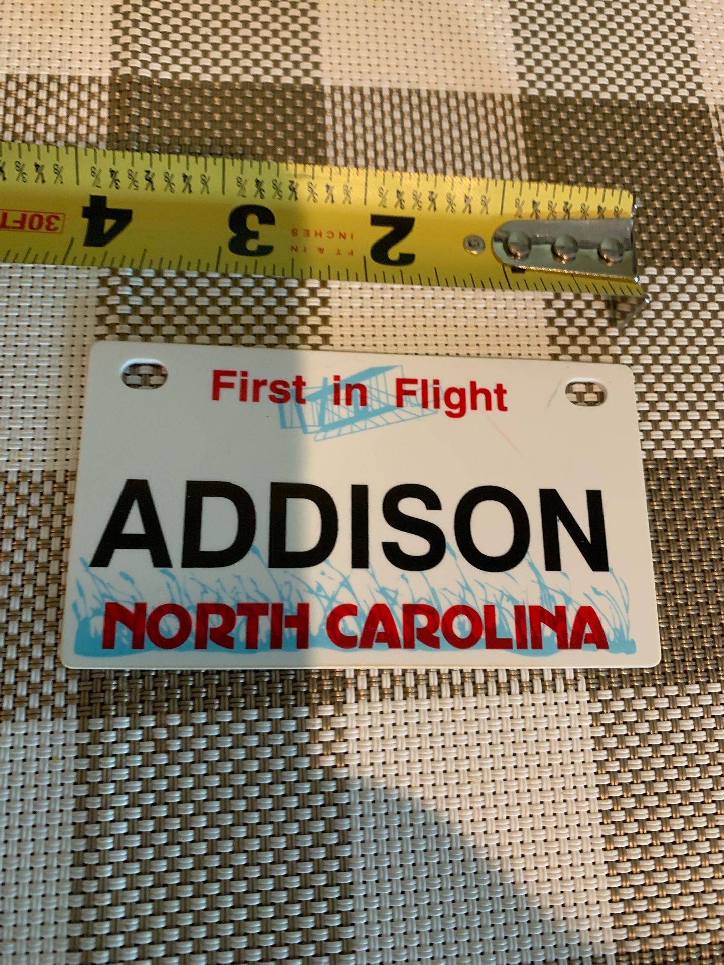 Plastic Nameplate W/ Addison Name In Dark Blue, Can Hang Or Place A Magnet To Stick To Refrigerator