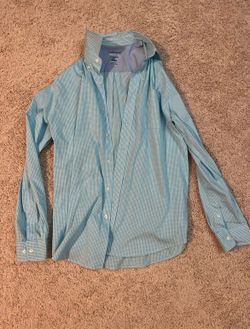 Saddlebred Light Blue Gingham Button-Up Shirt