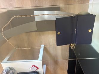 Navy Dior pouch with chain lamb skin mini