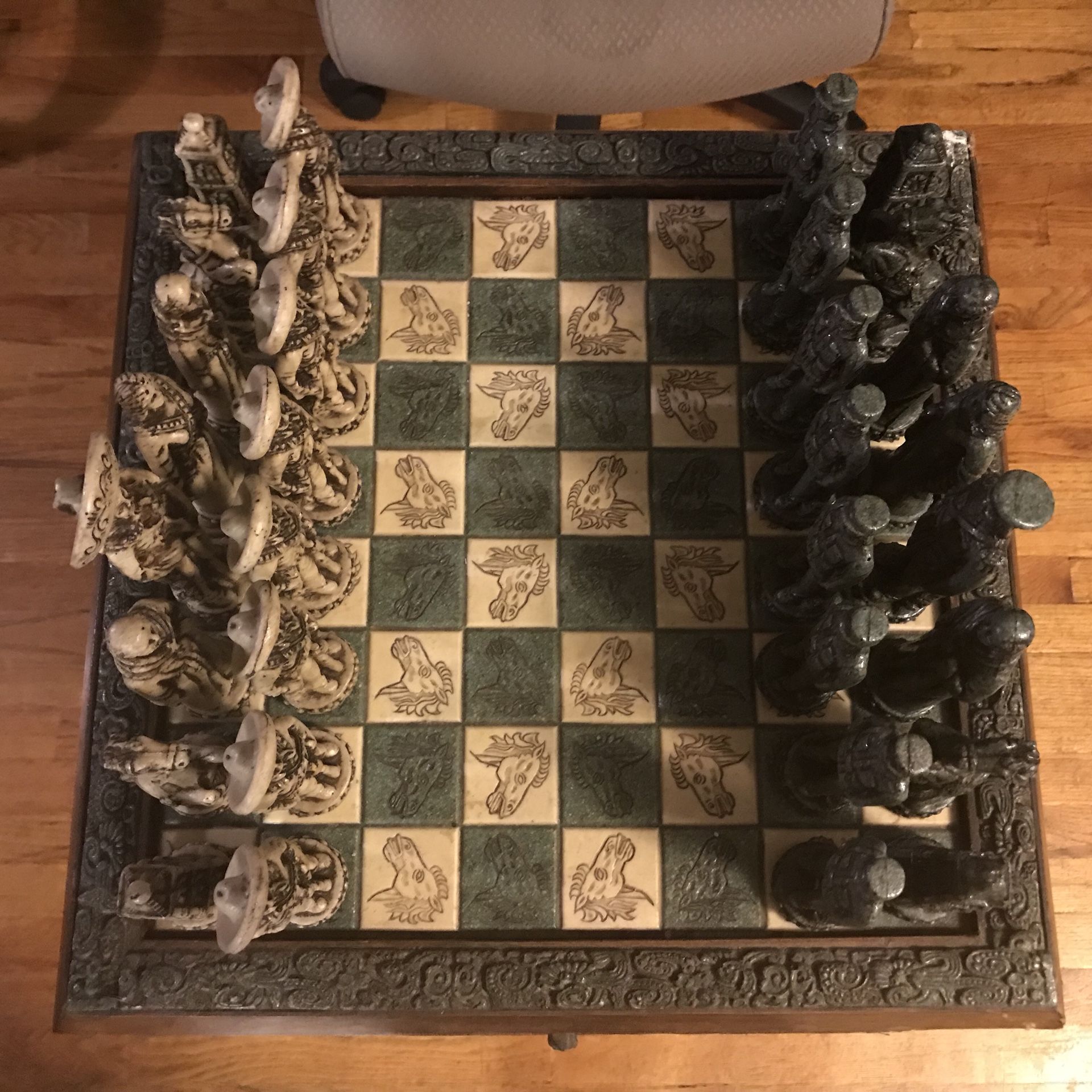 Rustic Chess Set From Mexico Using Recycled Car Parts - Pre-Hispanic Battle  in Black