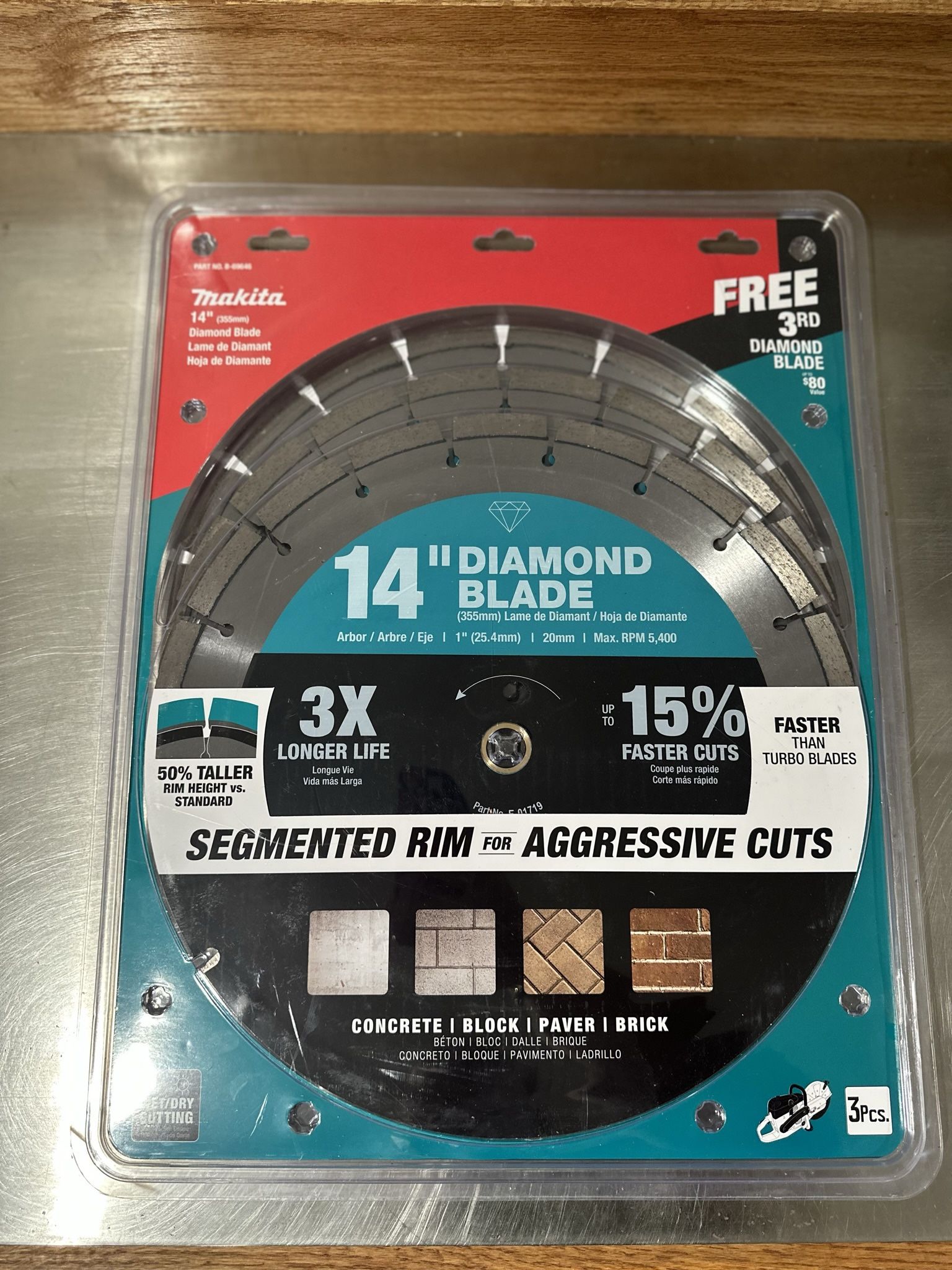 Makita 14 in. Segmented Rim Diamond Blade for General Purpose (3-Pack