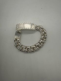 925 Silver Bracelet Greek Lock Chino Link  15MM 8inches  86 grams