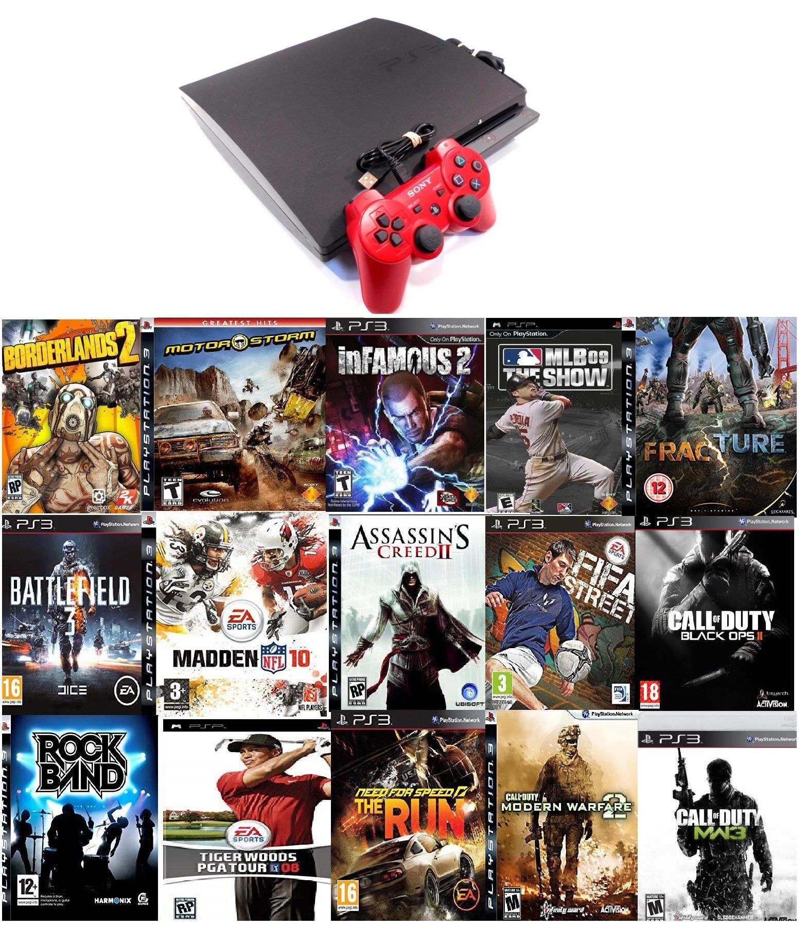 ps3 console+ 1 controller+ 15 games (Missing only the Hdmi cable)