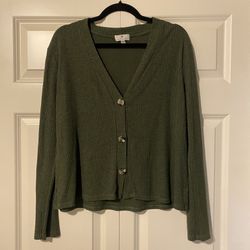 Socialite Forest Green Button-Up Cardigan