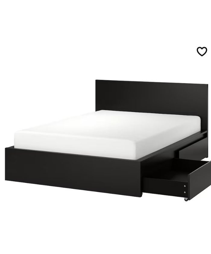 Queen IKEA Malm Bed frame With 4 Storage Drawers