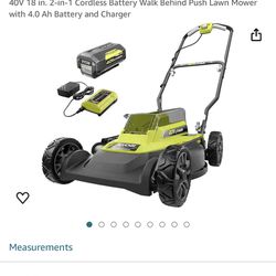 Ryobi 40v Electric Battery Lawn Mower