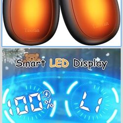 Electric Hand Warmers Rechargeable, Cute Bear Design, LED Display, 4 Settings, Fast Heating Portable Pocket Heater Magnetic Handwarmers 2 Pack for Hun
