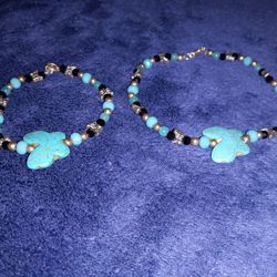 Turquoise Butterfly Bracelet And Anklet 