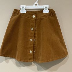 H&M Girl’s A-Line Velvet Adjustable Waist, Buttoned Front Skirt, 6-7