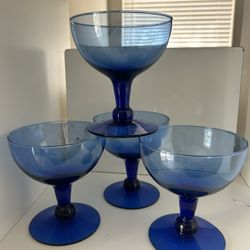 Vintage Royal Blue Coupe Glasses