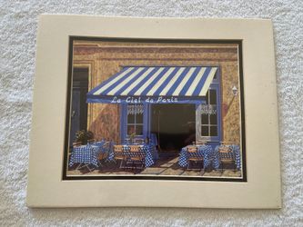 French Cafe in Paris Print, Double Matted