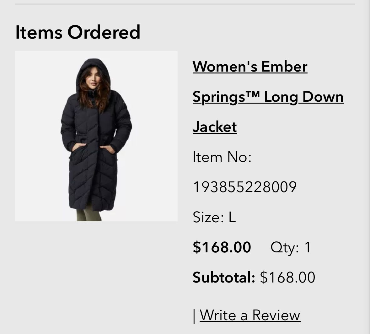 Columbia Down Coat 