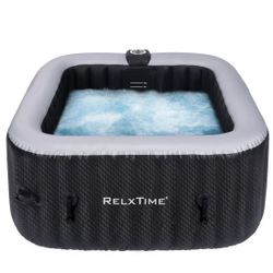🔵2-3 PERSON SQUARE INFLATABLE HOT TUB 120 MASSAGING AIR JETS BLACK